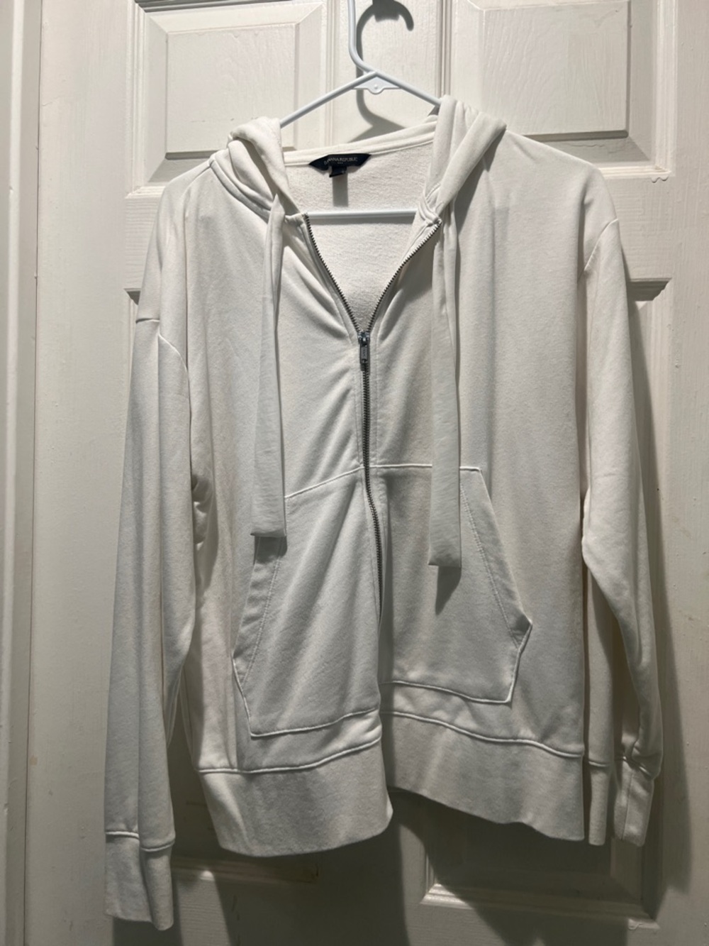 Banana Republic White Full-Zip Hoodie
